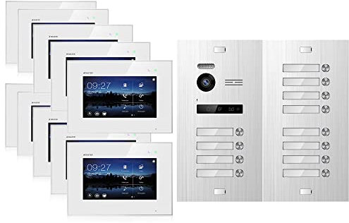 Balter EVO Video Türsprechanlage ✓ Touchscreen 7 Zoll Monitor ✓ Türstation für 12 Familienhaus Türklingel ✓ 2-Draht Bus ✓ 150° Weitwinkel-Kamera
