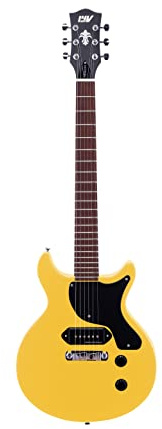 IYV 6 String ILJR-200 Solid Basswood Body Electric Guitar, TV Yellow, Right