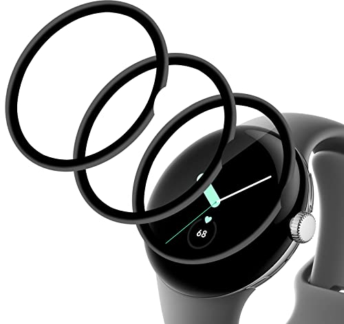 Holilo 3 Stück Schutzfolie kompatibel mit Google Pixel Watch 3 41mm Folie, Vollabdeckung weiche Kante Anti-Kratzen Ultra-klar 9H Härte 3D HD Blasenfreie Kratzfeste Displayschutzfolie