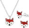 JAYARE Kinder Schmuckset Mädchen - Fuchs Füchse - Halskette und Ohrringe - Kette Silber 925 mit Anhänger und Ohrstecker