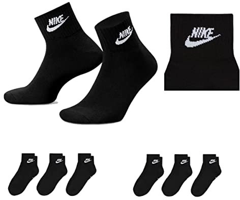 NIKE U NK V CUSH Knöchelsocken für Erwachsene, Unisex, 3 Stück, 6 Paar, schwarz, 46-50