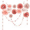 NICROLANDEE Seidenpapier Pompons Deko 15 Stück, Roségold Tissue Papier Pom Poms und Dots Papier Girlande, Party Dekorationen für Valentinstag Hochzeit, Babyparty Deko, Abschlussball, Gartenparty Deko