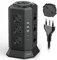 VOOMY Multipresa Verticale con 12 Prese Universali ITA (4000W 10/16A), 2 USB C (20W PD3.0) e 3 USB A, Ciabatta Multipresa Protezione Sovratensione con 2 Interruttori Indipendenti, 2M Cavo, Nero