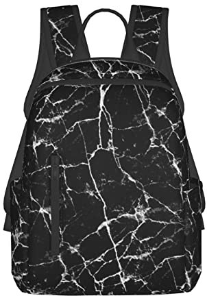 EVANEM Goat Fashion Schulterrucksack - Leichter und bequemer Freizeitrucksack für Schule, Arbeit, Reisen, Schwarzer Marmor, One size