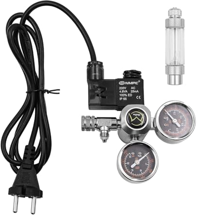 Regulador de CO2 para acuario, regulador de CO2 de doble calibre con válvulas recortadoras, válvulas solenoides, contadores de burbujas - W21.8