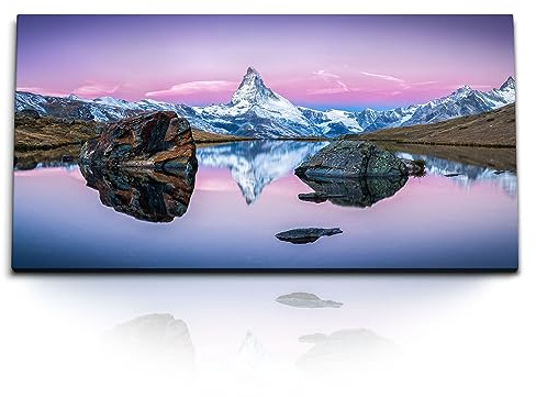 Paul Sinus Kunstdruck Bilder 120x60cm Stellisee Matterhorn Alpen Alpensee Bergsee Schweiz