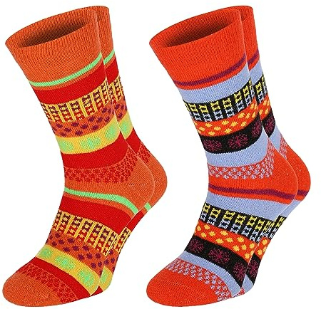 Chili Lifestyle bunte Wollsocken Herren und Damen, 2 Paar dicke extra warme Wintersocken aus Wolle und nachhaltiger Baumwolle, 3 Größen 35-38/39-42/43-46