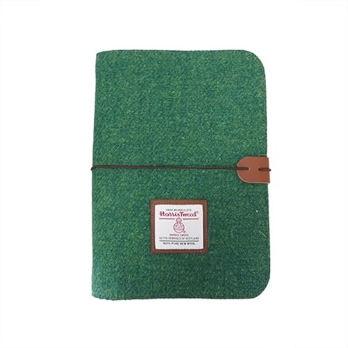 Harris Tweed A5 Notizbuch Binder 6 Ringe, Wollstoff Softcover Nachfüllbar A5 Binder, 80 Seiten für A5 Nachfüllpapier und A5 Planer Einlagen, Notebook Journals zum Schreiben, A5 Größe 80 Seiten (Grün)