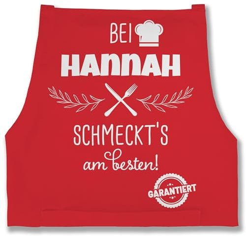 Schürze - Kochschürze - Bei Name schmeckts am besten I Geschenk Kochen Oma I Mama I Opa I Papa - 85x69 - Rot - koch-schürze personalisierte kochschuerze küche schmeckt backschürze es