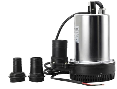 Lfhelper DC 12V Tauchpumpe Wasserpumpe Pumpe Schmutzwassertauchpumpe, Edelstahl 6000 l/h 160W, Eintauchtiefe bis 8m für Boote, Motorräder, Landmaschinen oder kleine Solarenergie