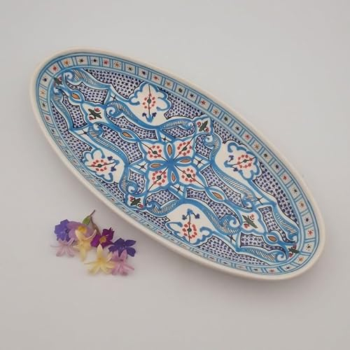 Piatto ovale marocchino turchese - L 40 cm