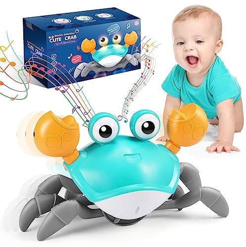 Veopoko Crawling Crab Toy - Baby Sensory Toy for 0-12 Months - Gifts for 1-4 Year Old Girls and Boys - Montessori Toys for Babies and Kids