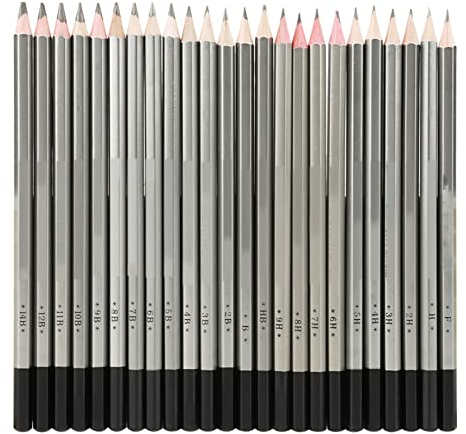 24 Stück Zeichnungsstifte Set, 9H-14B Sketch Bleistifte, Professionelle Graphitstifte zum Zeichnen und Schattieren, Kunststifte für Anfänger und Künstler
