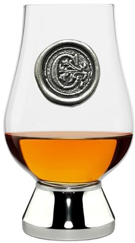 English Pewter Company Glencairn Personalised Whisky Glass with Monogram Initial - Unique Gifts for Men - with Your Choice of Initial 200ml [WGP203] (C)