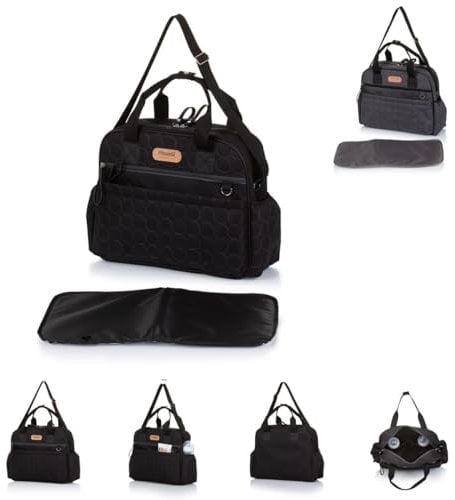 Chipolino Wickeltasche Handtasche universal, Wickelunterlage Reißverschluss, Farbe:schwarz