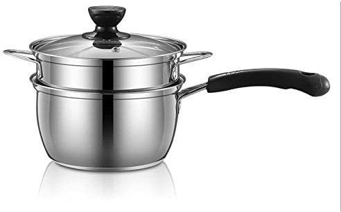 HJUGHPN Ollas Olla de Leche de Acero Inoxidable, vaporera pequeña Gruesa, Mini Olla para Sopa, Leche, Cocina, Fideos, Comida suplementaria