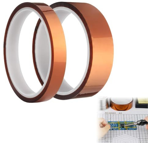 2pcs Kapton Heat Resistant Tape - High-Temperature Silicone Adhesive, Used For Masking, Welding, Electrical (2 Rolls Wide 10mm/20mm)