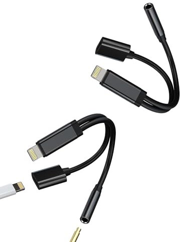 for iPhone 14 Adapter(2 pack)Lightning to 3.5mm Headphone Jack Aux Audio Cable Charging Connector for Apple MFi Certified Adaptor Splitter for iPad pro Earphone Charger Lighting Converter Accessories