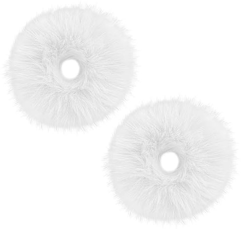 2 Stück Dicke Haargummis Damen Pompom Haargummi Scrunchie Niedliches Plüsch Fuzzy Haargummis Pferdeschwanz Plüsch Zopfgummis Scrunchies Haarschmuck für Mädchen Cosplay Halloween (Weiß)
