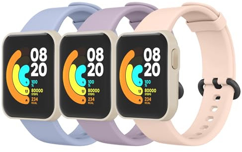 YLK 3 Pezzi Cinturino per Xiaomi Mi Watch Lite/Redmi Watch per Uomo e Donna, Cinturino in Silicone di Ricambio per Redmi Watch/Xiaomi Mi Watch Lite (Blu cielo+Rosa+Viola)