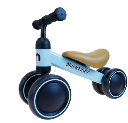 Mach1 Mini Kinder Kleinkinder Laufrad | von 1-3 Jahre | 4 weiche leise Räder | Lauflernrad Kinderlaufrad Rutscher (Blau - Braun)