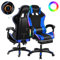 yoakaiax Ergonomic Gaming Chair Video Game Chairs with footrest and Massage Lumbar Support, Computer Chair with Speakers, Bluetooth Music, RGB LED Lights, Headrest, Up to 397lbs Black Blue