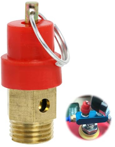 Válvula de seguridad para compresor de aire comprimido, válvula de limitación de presión G1/4, rosca exterior, 115 psi, presión de ajuste, color rojo, compresor de aire, válvula de seguridad, 1 unidad