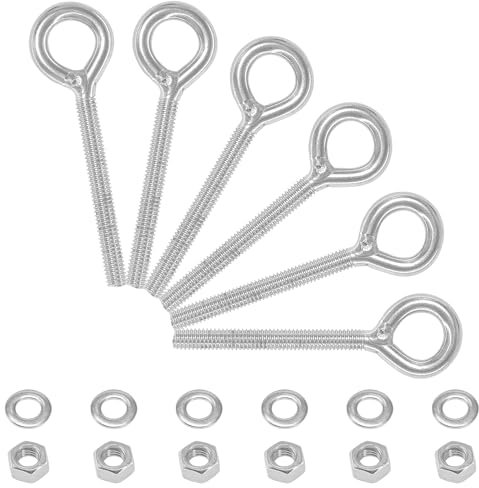 6 Pieces Closed Eye Bolts with Long Handles – Heavy-Duty 304 Stainless Steel Eyebolt Set (M6)