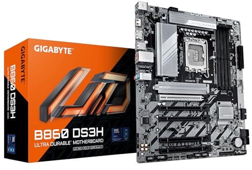 GIGABYTE B860 DS3H Motherboard - Supports Intel Core Ultra CPUs, 8+1+2+2 phases VRM, up to 9066MHz DDR5, 1xPCIe 5.0 + 1xPCIe 4.0 M.2, 2.5 GbE LAN, USB 3.2 Gen 2x2