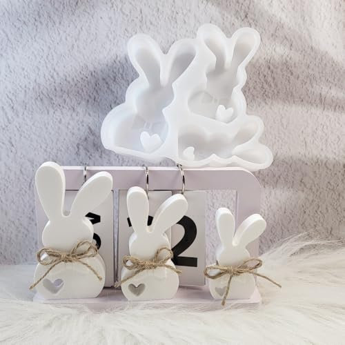 Silikonformen Gießformen Ostern, 3 Stück Silikonform Hase Silikonform Ostern Gips Zum Gießen Osterhase Silikonform Gießform Ostern Kaninchen Silikonformen Ostern Giessform Silikon Ostern für DIY (A)