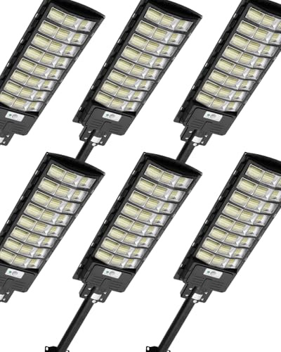 Bellanny 800W Solar Straßenlaterne, 6500K LED Strahler mit Bewegungsmelder Sensor, 6 Stück Solarlampen Straßenleuchte Wandleuchte Wegeleuchte Außen-Sicherheitsbeleuchtung für Garten Hof Garage Straßen