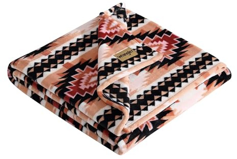 Wrangler - Throw Blanket, Soft Plush Fleece Bedding, Yellowstone Inspired, Western Decor for Bed or Couch (Plains Creek Pink, 50 x 70)