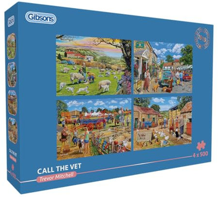 Gibsons | Call the Vet 4 x 500 Piece Jigsaw Puzzle Multi-Box Set Age 8+ of 4 Jigsaw Puzzles Sustainable Puzzle for Adults Teens Premium 100% Recycled Board | Great Gift | Gibsons Games