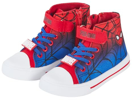 Jungen Spiderman Canvas Hi Top Sneaker Kinder Marvel Sportschuhe mit Reißverschluss Plimsolls Pumps, schwarz / rot, 30 EU