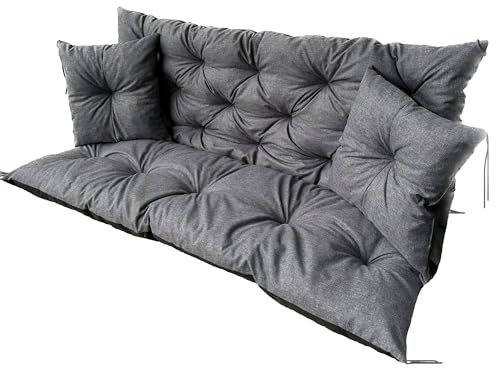 EDANTI Hollywoodschaukel Auflage Set Sitzauflagen Gartenmöbel Gartenkissen Sitzkissen Bankauflage Wasserdichtes Schaukelkissen +2X Kleinere Kissen (100x60x50cm)