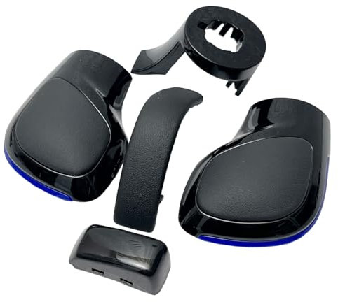 Blue Edge Leder Schaltknauf Schaltknauf Schaltknauf Schaltseite Abdeckung mit Schwarz Chrom Teile (Set von 5) für VW Golf 6 7 R GTI Passat B7 B8 CC R20 Jetta MK6 GLI Autoteile