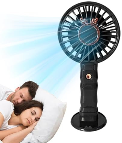 Jlkegfdf Desktop Small Fan | 3 Adjustable Modes Quiet USB Rechargeable Foldable Travel Fan - Strong Cooling Wind, Phone Holder Cooling Tool for Workplace, Beach, Home, Travel