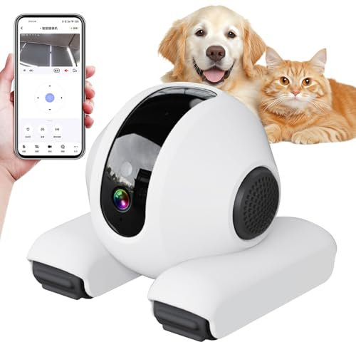 Cámara for Mascotas Robot Móvil Cámara，con Patrulla Automática, Función de Visión Nocturna, Interacción Remota con Mascotas