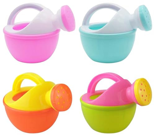 4 Pieces Fun Watering Can - Watering Can For Kids - Cartoon Swimming Bathing Watering Pot - Small Kids Water Cans - Hand Eye Coordination Educational Watering Bottle Toy For Boys Girls - Random Color
