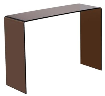 Vente-unique-Consola de Vidrio Templado Curvado - Marrón - Alonzo