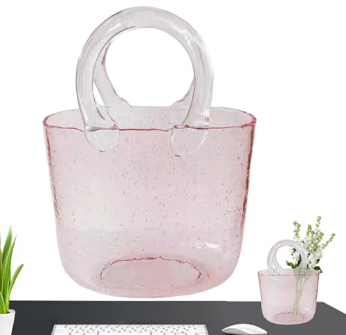 Vase de sachets en verre pour fleurs | Vase en verre soufflé à la main avec design : vase en verre transparent pour décoration, idéal pour la décoration florale, pièce centrale et décoration