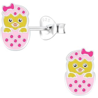 Monkimau Mädchen Ohrringe Hatching Egg | Ohrstecker aus 925 Sterling Silber | Kinderohrringe hypoallergen