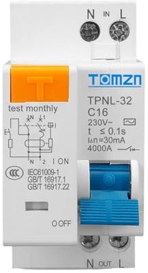 Disjoncteur,Disjoncteur Phase Disjoncteur différentiel TPNL 230 V 1P+N avec protection contre les surintensités et les courts-circuits(TPNL 16A)
