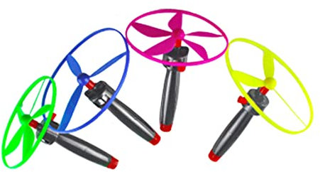 SunaOmni Platillo Volador de Juguete, Disco Volador, hélice de Juego para niños, Colores aleatorios, 4 Juegos, peonzas, Discos voladores para niños