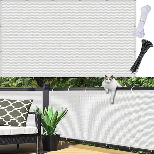 Brise Vue Balcon Cache 0.6 x 6 m, Cache Balcon Respirant, Vent Protection UV Résistant Ventilé, Brise Vue Filet de Clôture, with Rope pour, Blanc