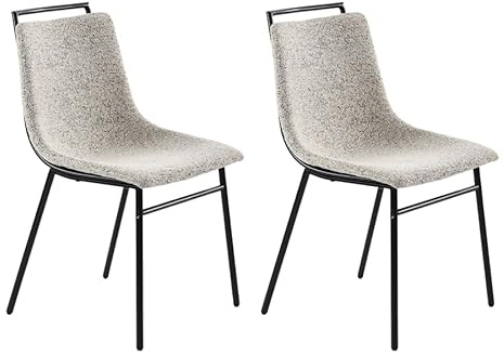 MY Furniture Set of 2 Kai Dining Chairs – Birch, Sculptural Contemporary Dining Chairs, Washed-Effect Chenille, Black Powder-Coated Steel Frame, Comfortable Seating
