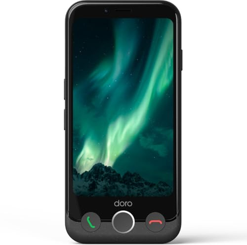 Doro - Aurora A10 Mobile Phone – Senior Smartphone – Easy to Use – Assistance Button with GPS Location – Hearing Aid Compatible – Graphite (Renewed)