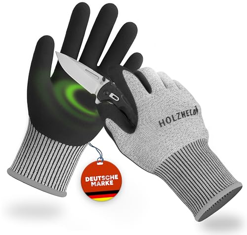 HOLZHELD Schnittschutzhandschuhe für Erwachsene – Schnittfeste Handschuhe Küche und Garten – Schutzhandschuhe schnittfest für Schnitzen Kochen, Schneiden, Werkstatt und Heimwerken Gr.S