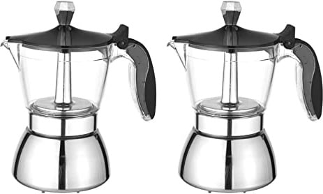 Janasiba 2 cafetières à moka, 4 tasses de cuisinière, machine à cubaine machine à percolateur de café haut de gamme moka italienne machine à café