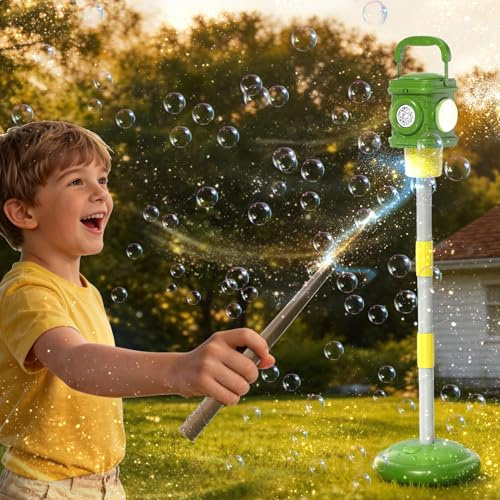 BLmukce Farol de calle con mando a distancia con varita mágica, altura regulable 120 cm, soplador de batería para exteriores con luz, regalo de cumpleaños para niños (verde)